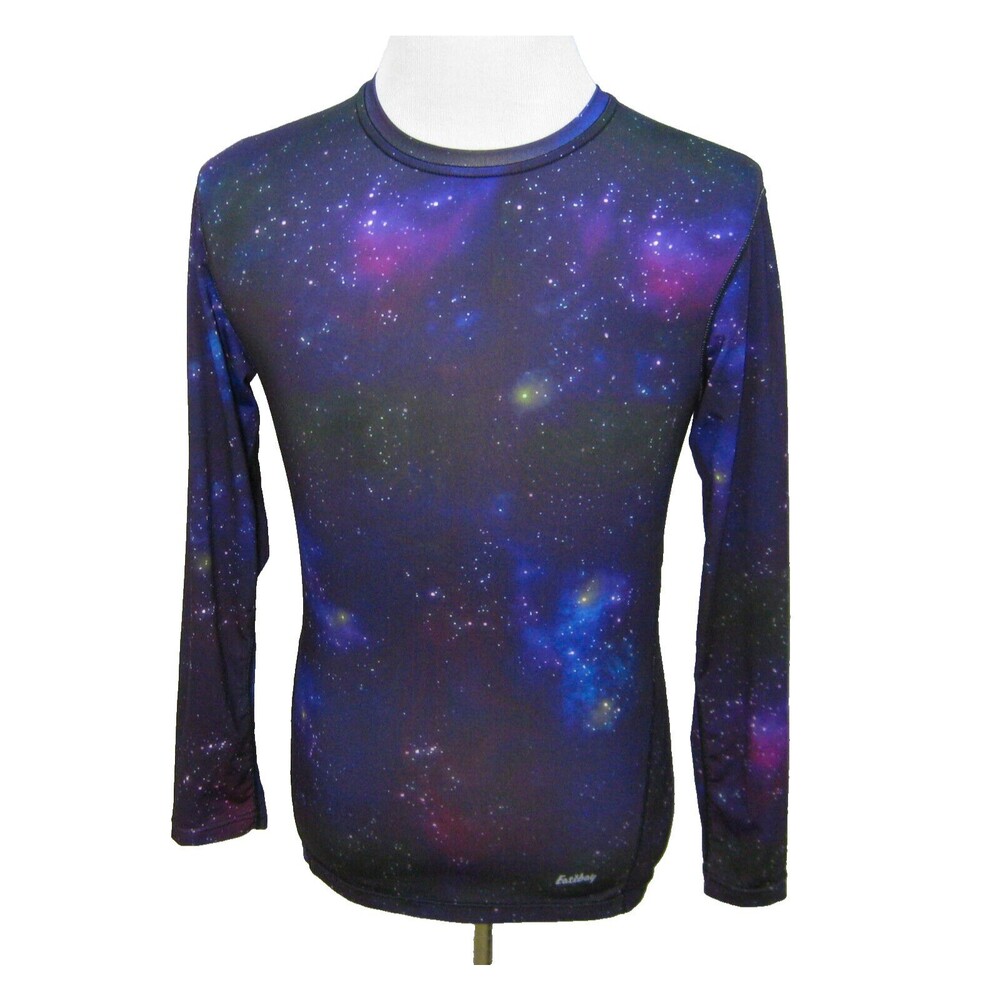 3D STAR FIELD Mens (Size Large) Purple Long Sleeve T-Shirt Astronomy Outer Space